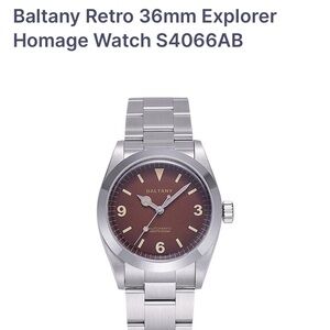 Retro 36mm Explorer Homage Watch - Brown Dial